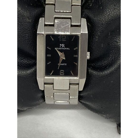 Mount Royal Men's Silver Stainless Steel Analog Black Dial Quartz Watch JK132 - Picture 2 of 12